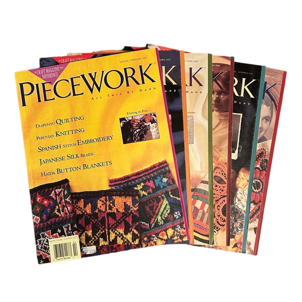 Vintage 1995 PIECEWORK Magazines 6 Issues Needlework Embroidery Textile Art